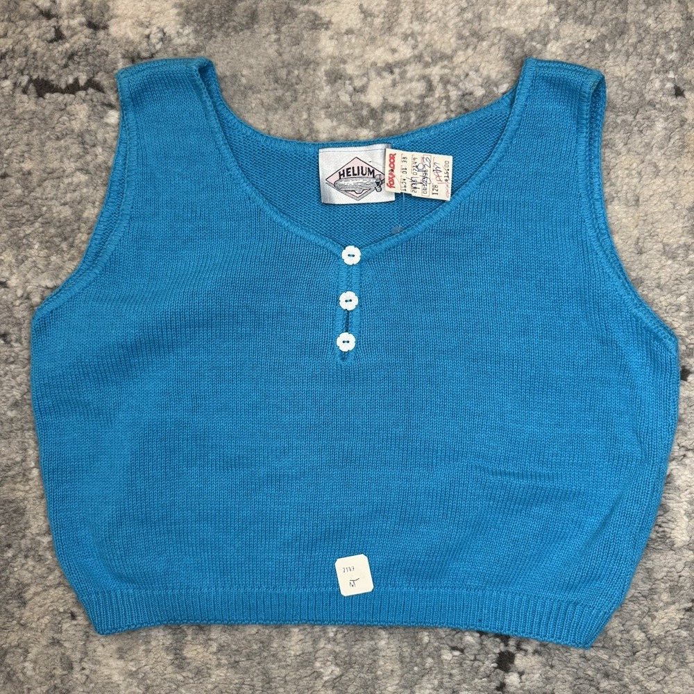 Vintage 80s Helium Sweater Button Vest Women's Size Medium NWT
